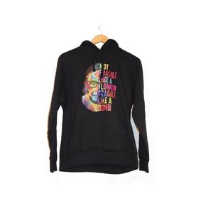 RBG Graphic Hoodie Women Medium Black Excellent Not Fragile Like A Bomb